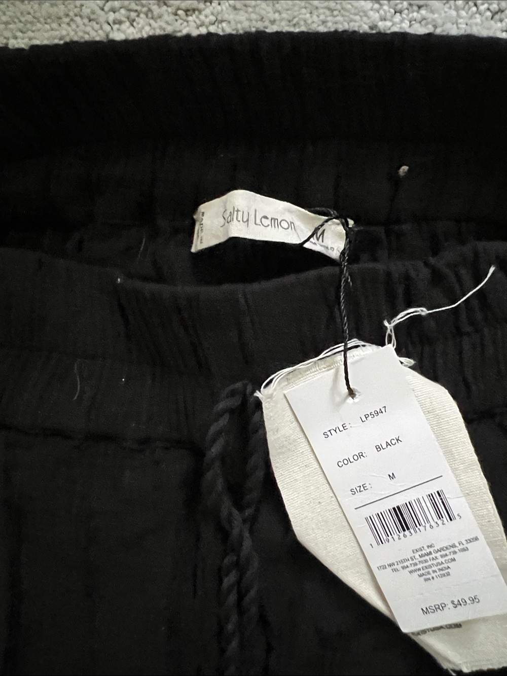 Wide-Leg gauzy black elastic waist pant medium - Picture 3 of 5